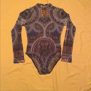 Transparent Printed Body Suit